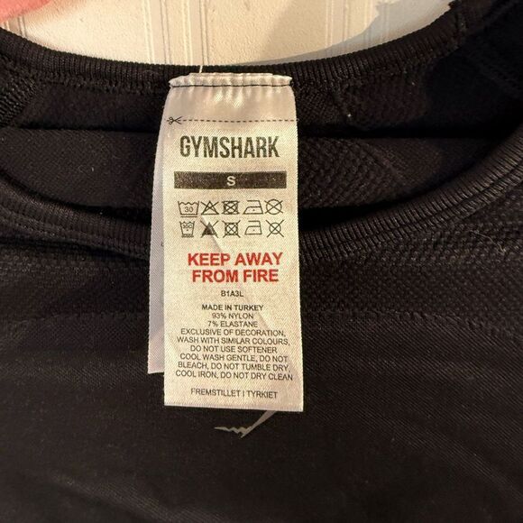 Gymshark Black Long Sleeve Crop Top Sz S - Picture 6 of 8